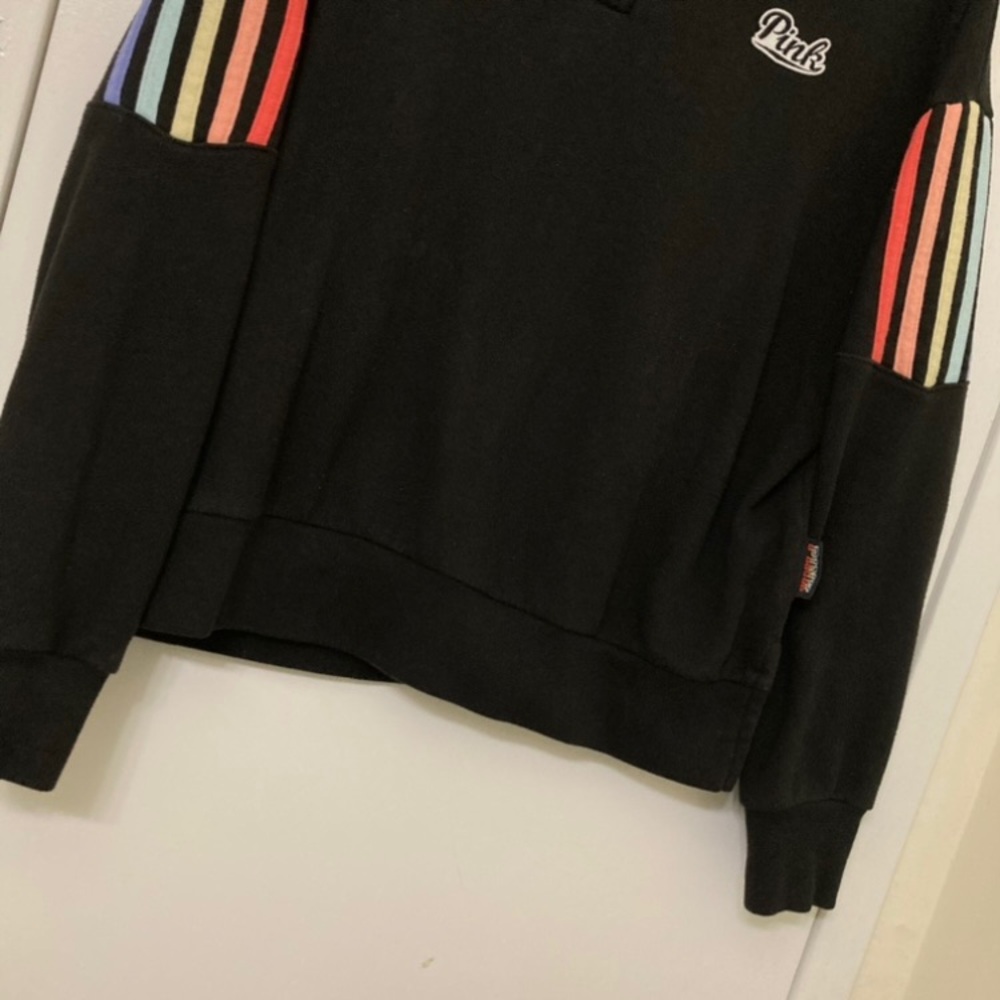 Victoria’s Secret Pink Quarter Zip Pullover Hoodie Rainbow Pride Logo Retro Y2K - Picture 6 of 15